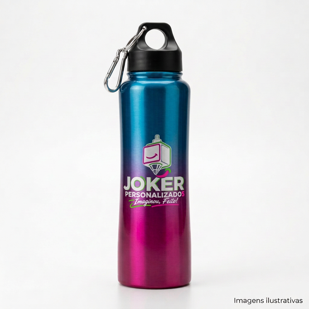 Garrafa Degradê 750 ml com Mosquetão com gravação JOKER
